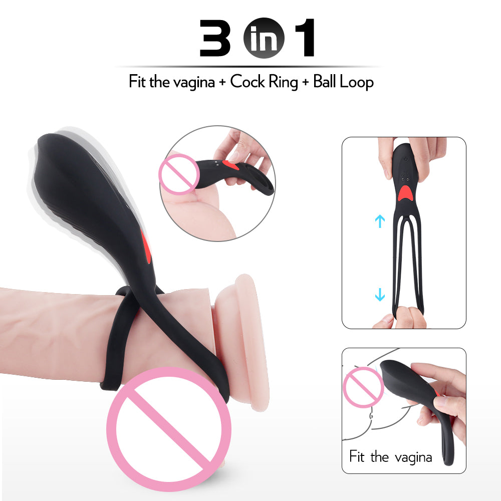 Rechargeable Cock Ring Vibrator Couple Sex Toys w/Remote Control Rings