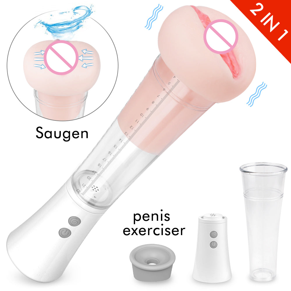 Male Penis Pump Vibrator Textured Masturbators Rechargeable Toys - MAX –  SexRus