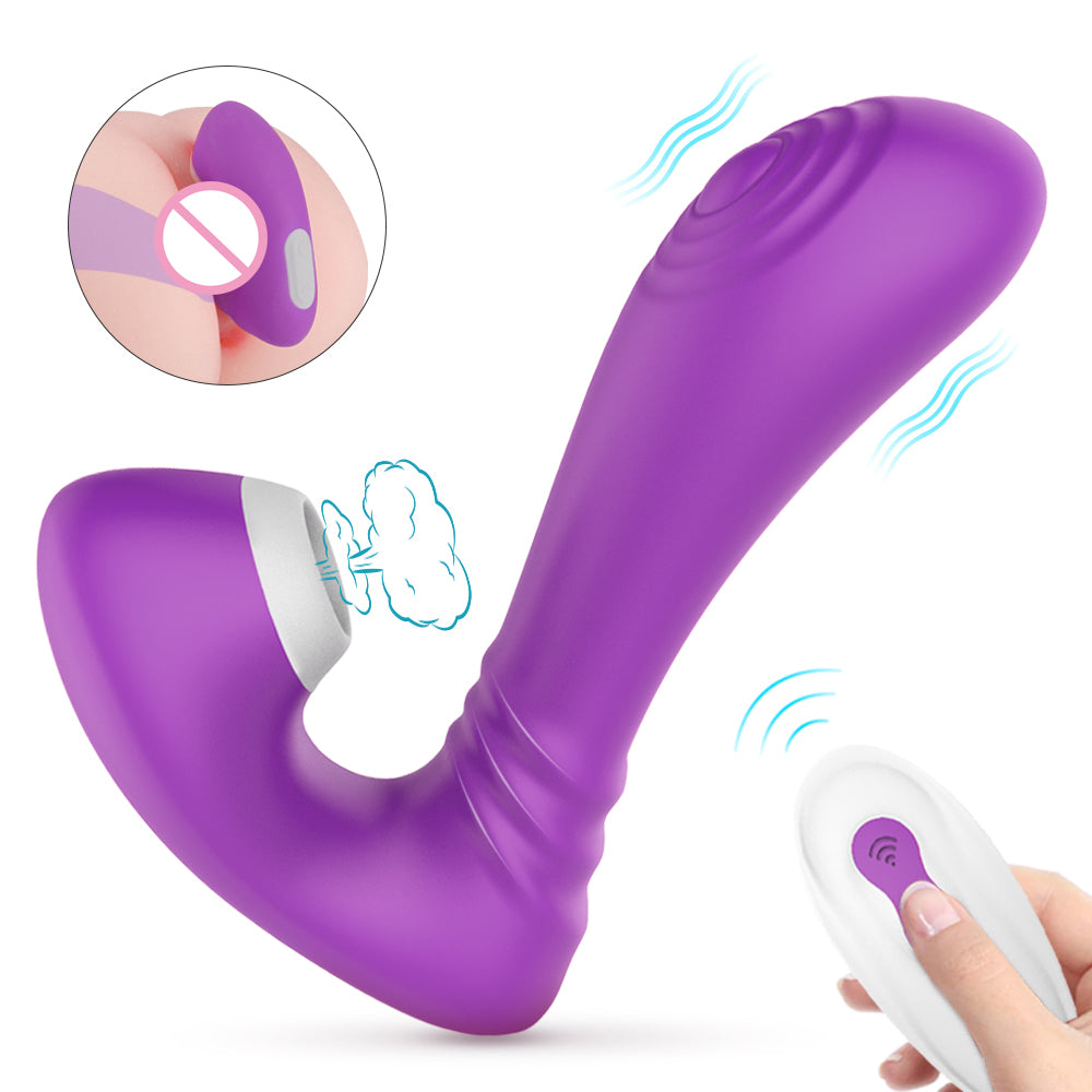 Clitoral Suction Vibrator Rechargeable Sex Toys w/Remote Control - Gray
