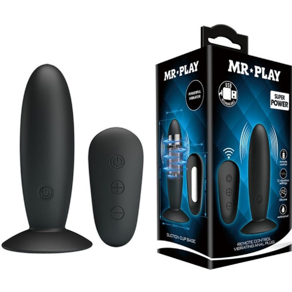 Remote Control Vibrating Anal Plug (Black)