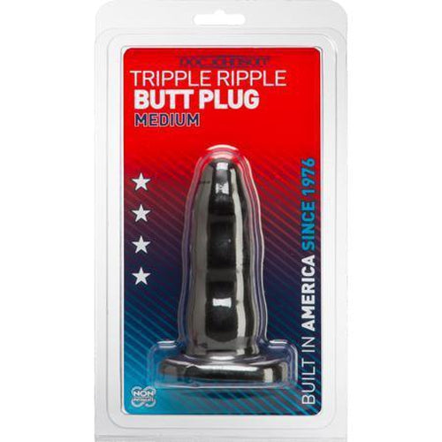 Triple Ripple Butt Plug 5 Inch - Medium (Black)
