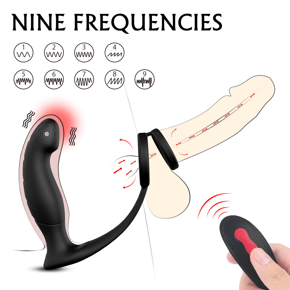 Rechargeable Cock Rings Vibrator Prostate Toys w/Remote Control Wandering