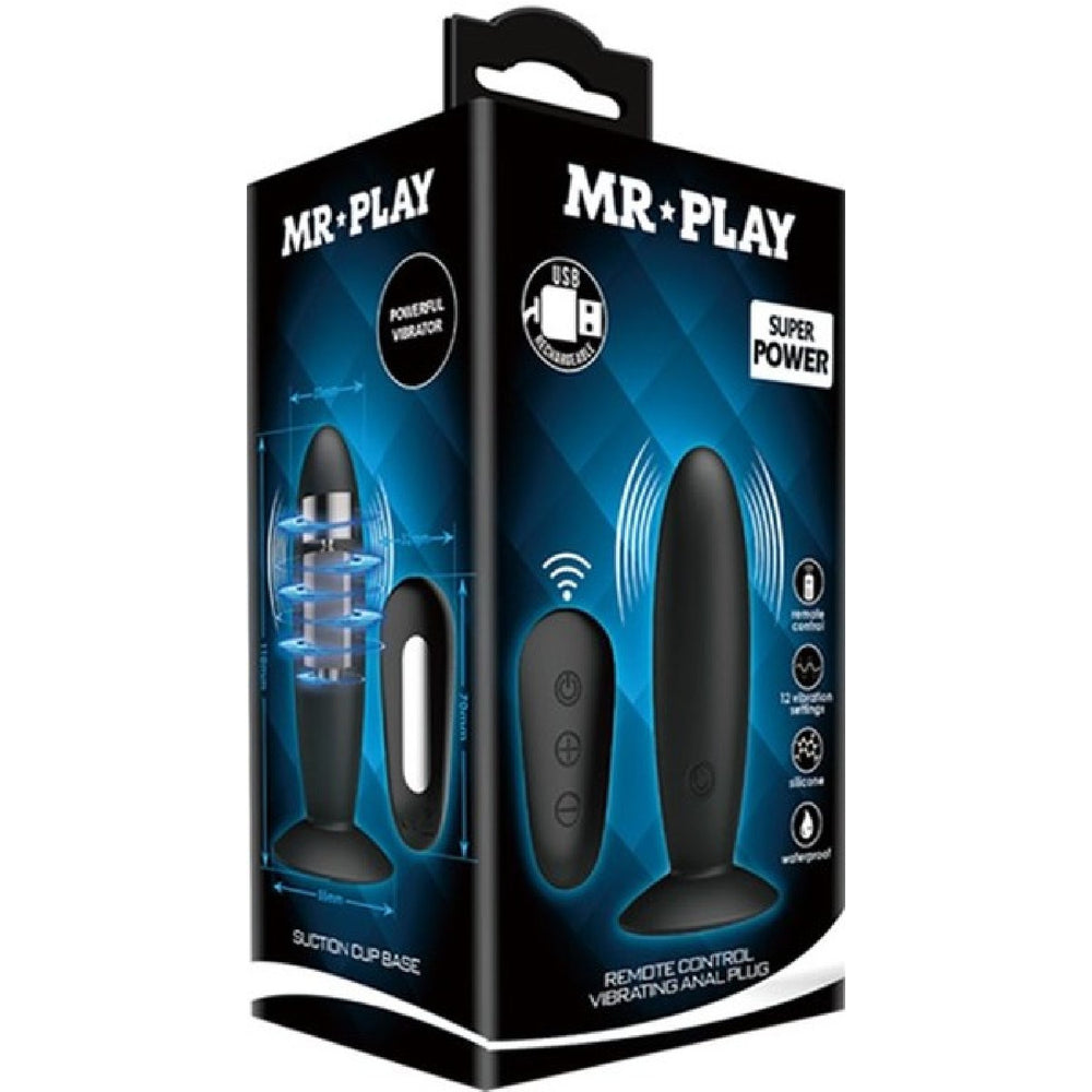 Remote Control Vibrating Anal Plug (Black)