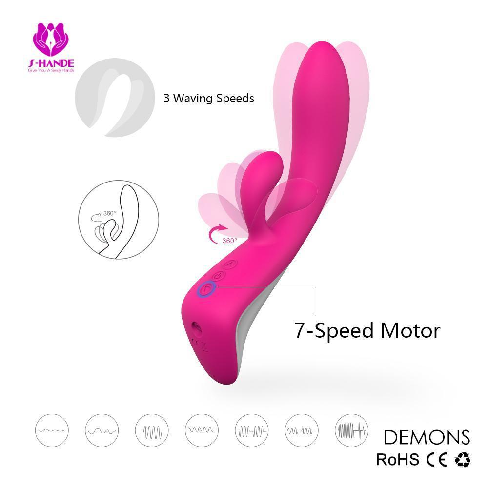 Demons-Luxury Rechargable Clitoral 10 Function Rabbit Vibrator-SexRus