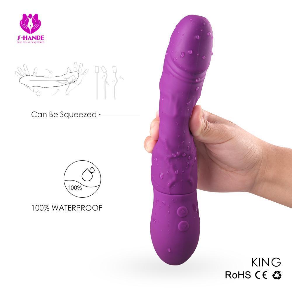 King-Twin Motor Powerful Rechargeable Quite Dildo Vibrator 8 Inch-SexRus
