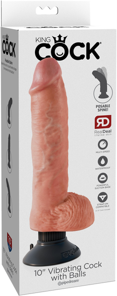 10" Vibrating Cock With Balls (Flesh)