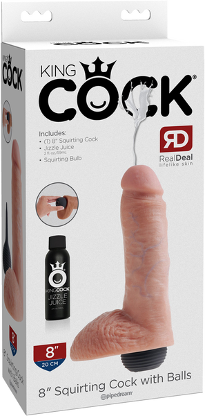 8" Squirting Cock With Balls (Flesh)