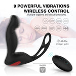 Langer-2-Rechargeable Remote Control Prostate Vibrator w/ Cock Rings-SexRus