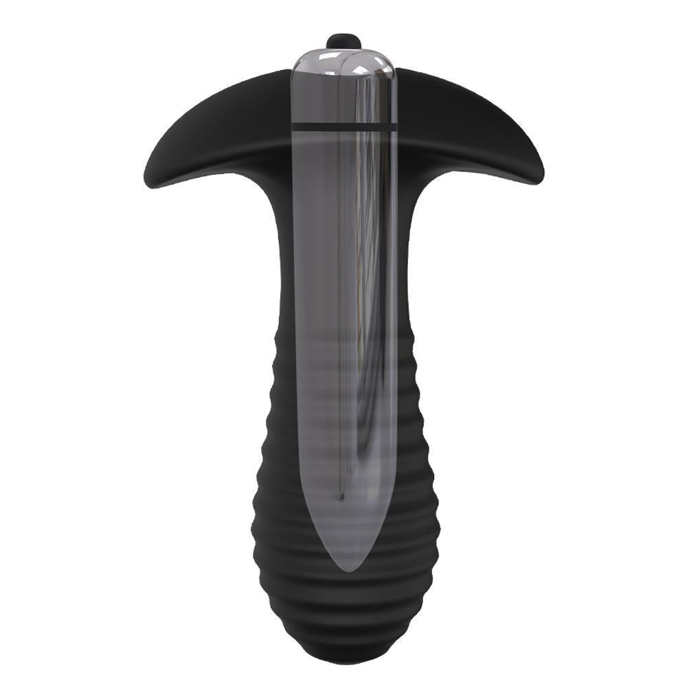 Mini Silicone Bullet Vibrator T-Bar Butt Plug - Spiral