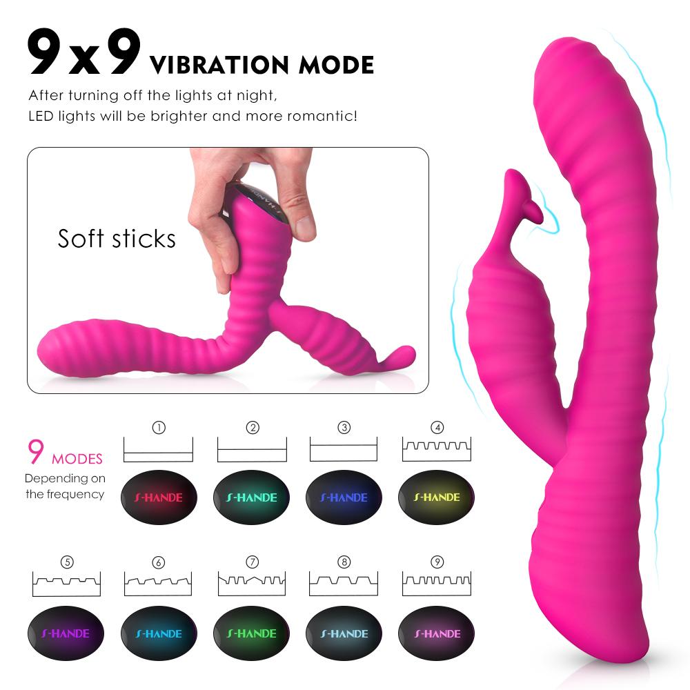 Sunshines-Extra Powerful Rechargable Clitoris G-Spot Ribbed Rabbit Vibrator-SexRus