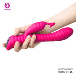 Sunshines-Extra Powerful Rechargable Clitoris G-Spot Ribbed Rabbit Vibrator-SexRus